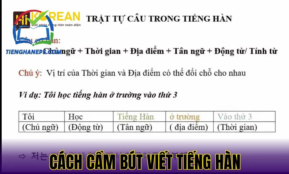 Cách cầm bút viết tiếng Hàn