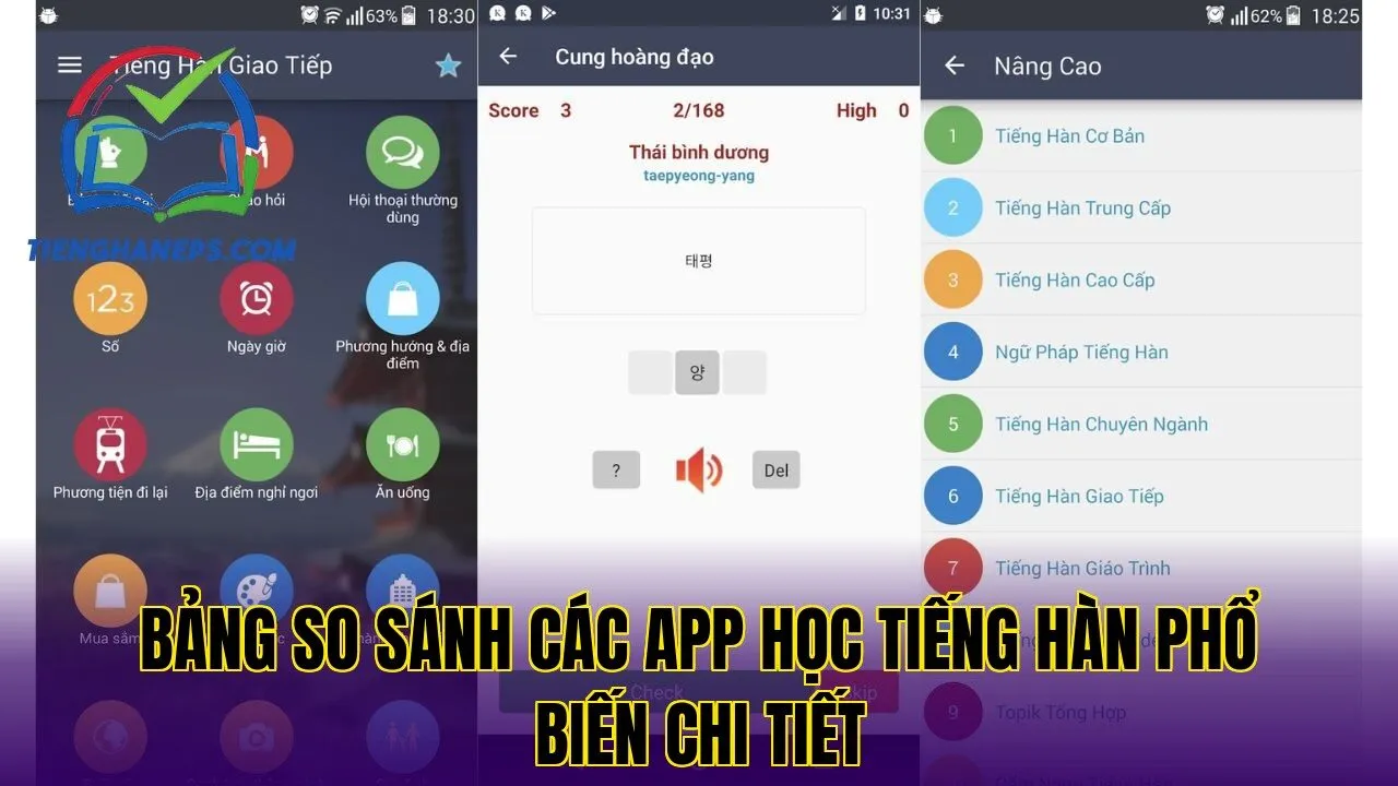 Bảng so sánh các app học tiếng Hàn phổ biến chi tiết