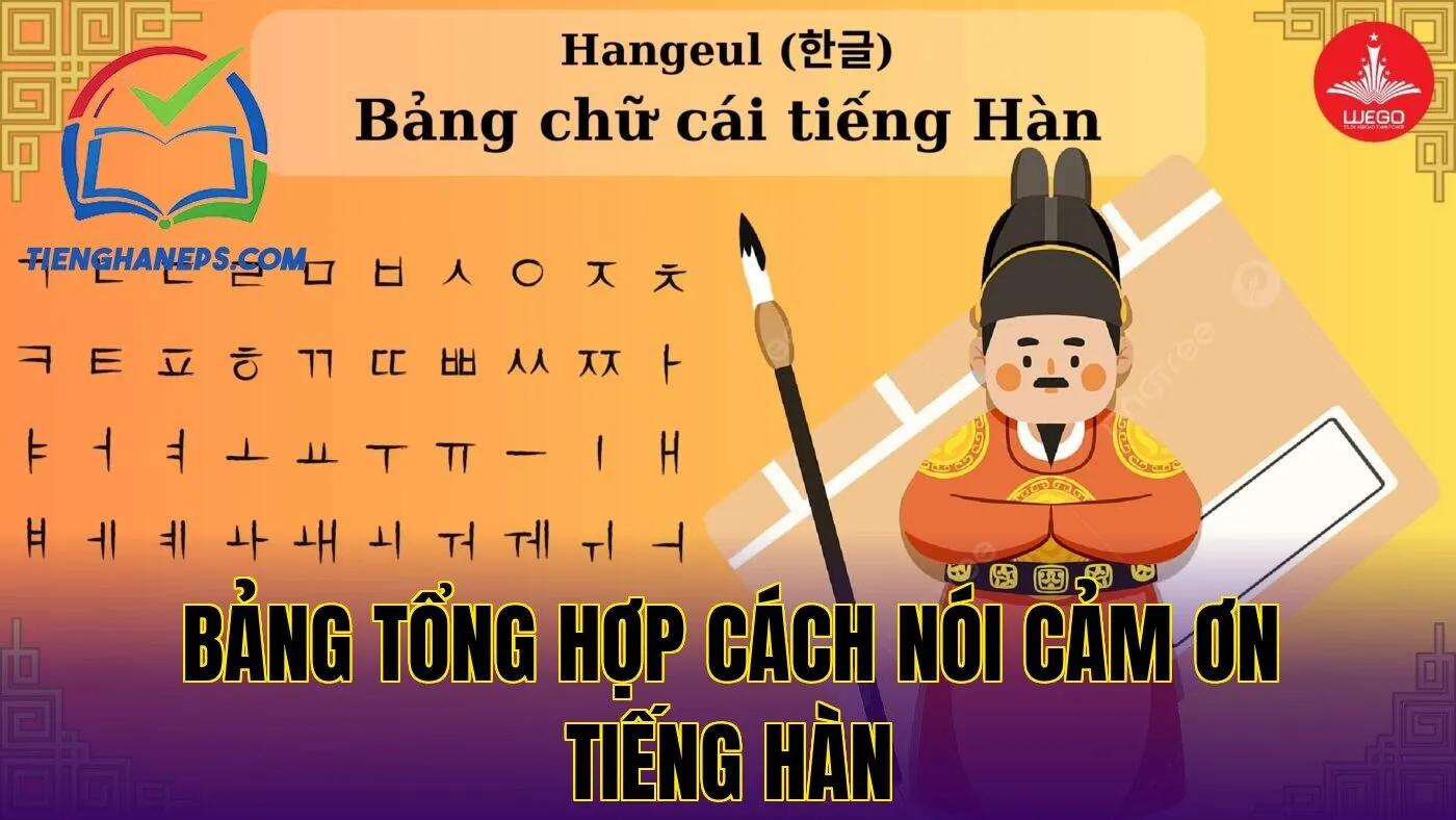 Bảng tổng hợp cách nói cảm ơn tiếng Hàn