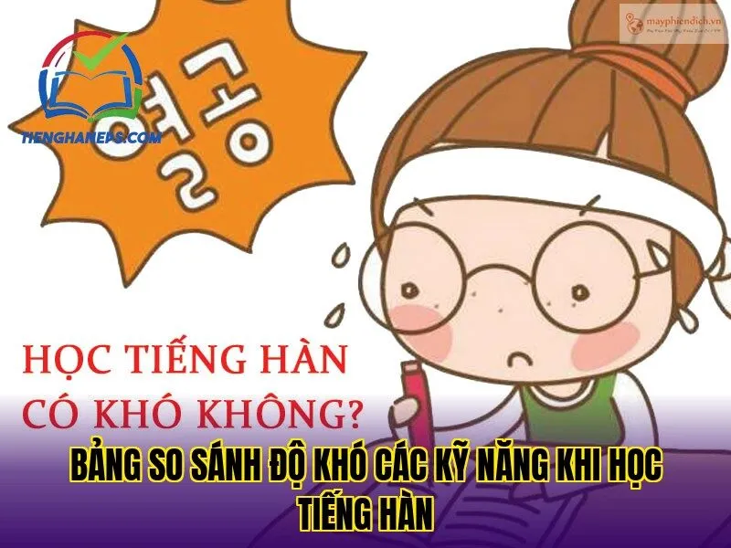 Bảng so sánh độ khó các kỹ năng khi học tiếng Hàn