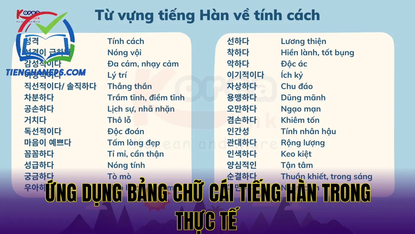 Ứng dụng bảng chữ cái tiếng Hàn trong thực tế